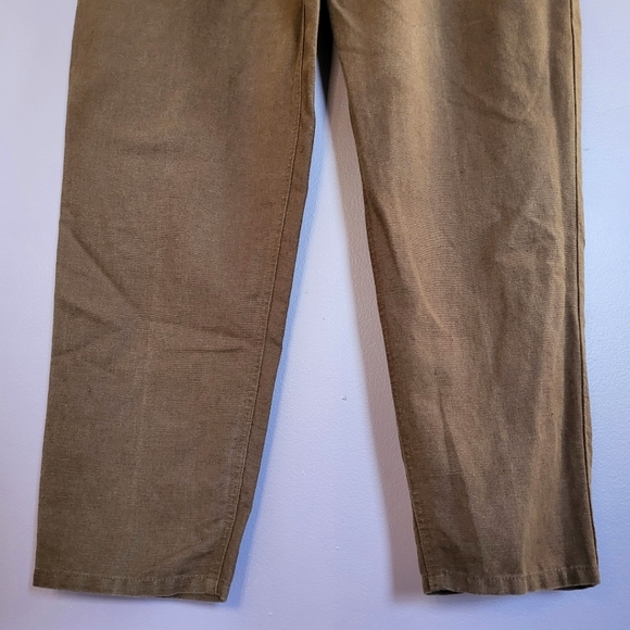 Talbots Petites Vintage Brown Irish Linen Cotton Blend High Rise Tapered Pants - Picture 4 of 14